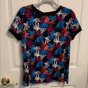 Anne Klein Colorful Tropical Patterned Women's Top Button up Back READ no sz tag